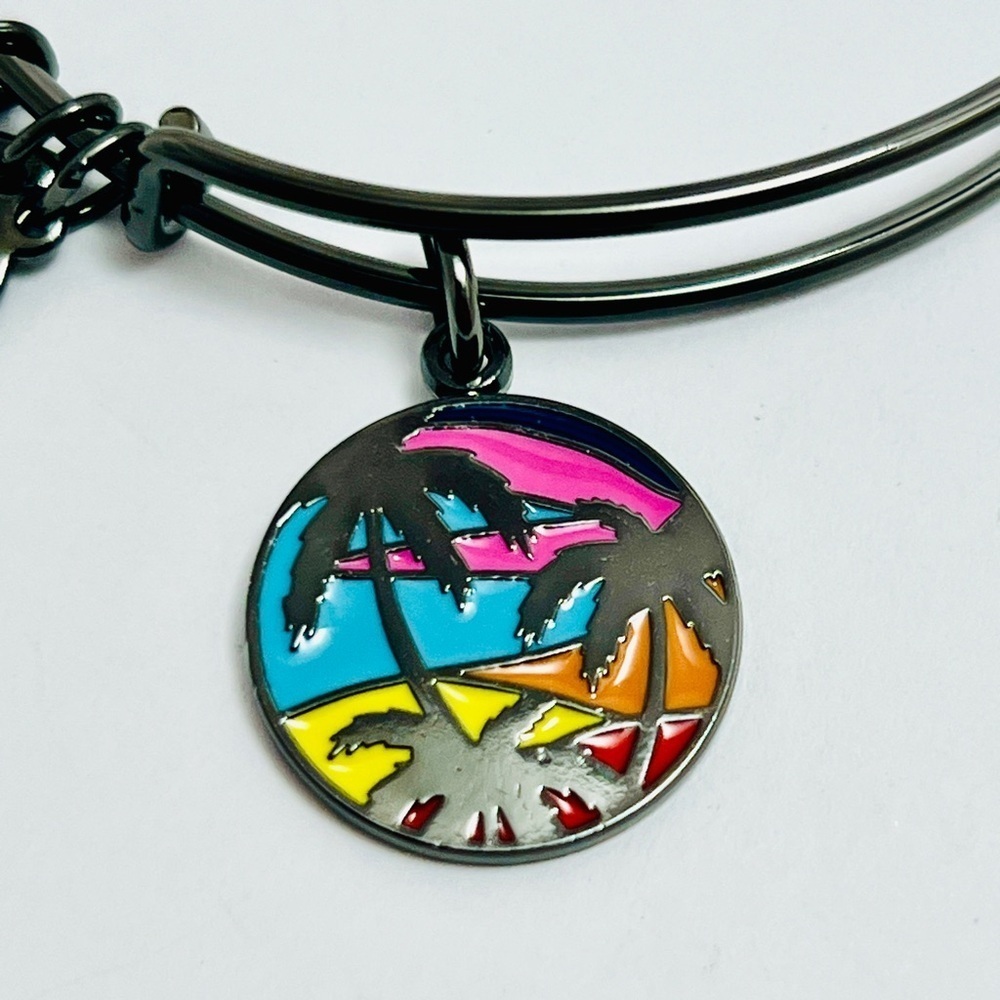 Alex and Ani “Caribbean Palm tree” Expandable Bracelet. Hematite Finish, NWOT - Picture 2 of 7